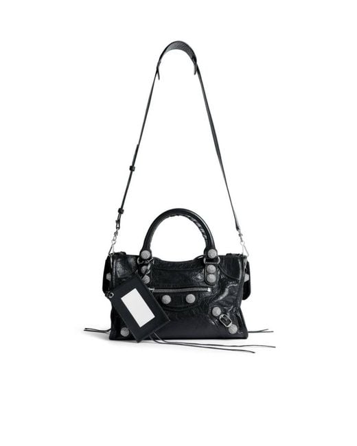 Balenciaga Black Le City Studded Small Top Handle Bag