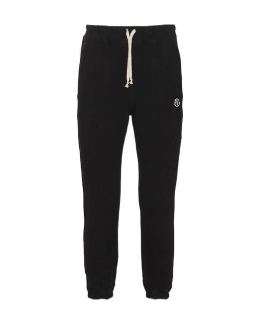 Rick Owens Black Moncler Logo Embroidered Drawstring Track Pants for men