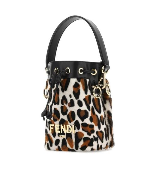 Fendi Black Mon Tresor Animal Printed Mini Bag