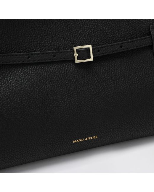 MANU Atelier Black Buckle-Strap Tubular-Handles Tote Bag