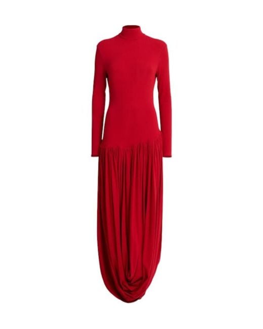 Magda Butrym Red Turtleneck Long Sleeve Viscose Dress