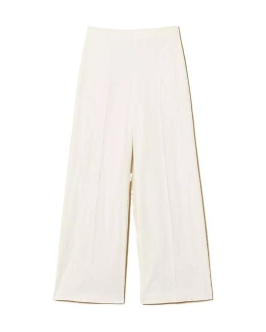 Twinset White Embroidered Palazzo Pants