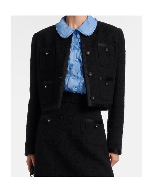 Dolce & Gabbana Blue Ruffled Semi-Sheer Silk Blouse