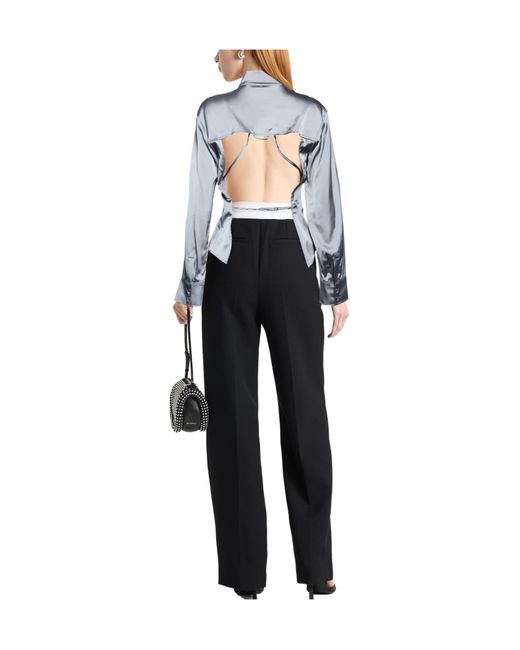 Jacquemus Blue Solid-Colored Satin Shirt