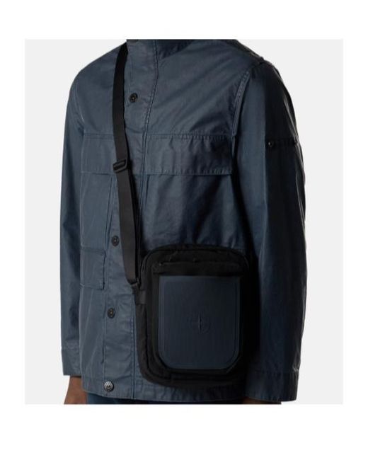 Stone Island Black Zip Messenger Bag for men