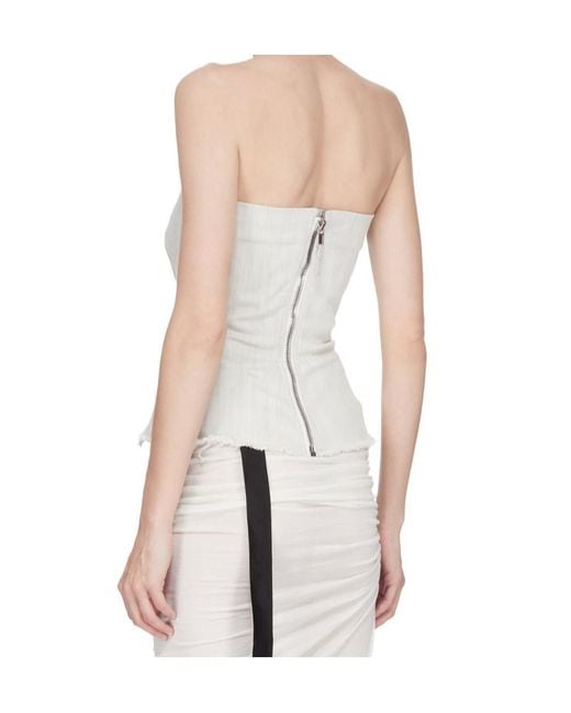 Rick Owens White Bustier Denim Top