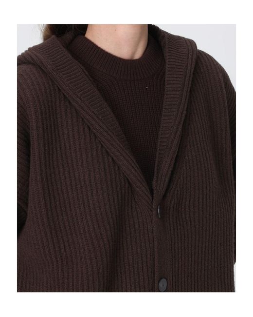 Dondup Brown Hooded Knit Cardigan