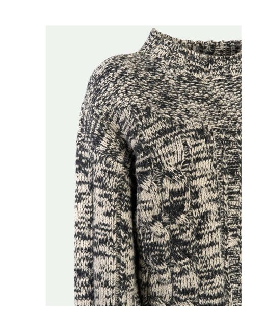 Malo Gray Mélange Cable-Knit Knitted Sweater