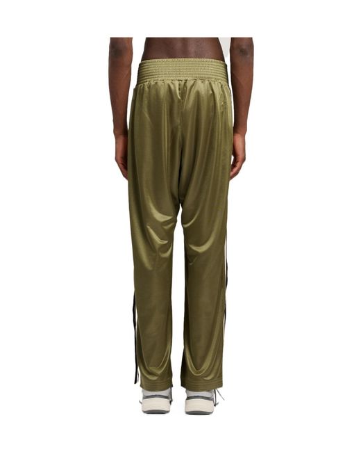 Palm Angels Green Boxe Button Track Trousers for men