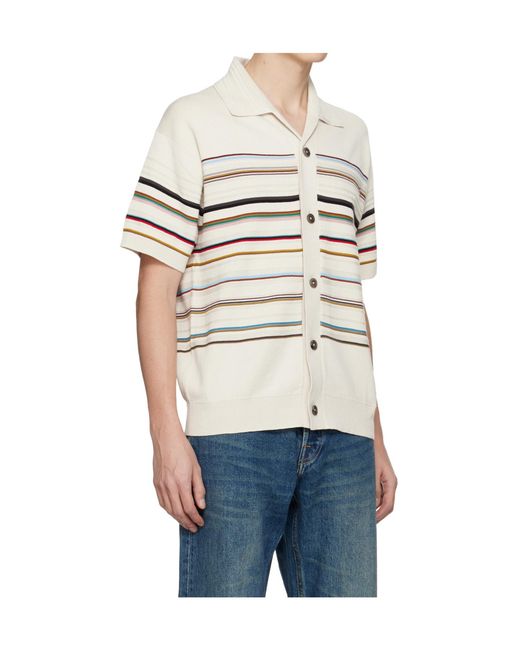 Paul Smith White 'Identical Striped' Short-Sleeved Shirt for men