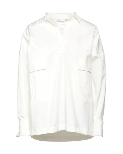 Max Mara White Solid-Color Long-Sleeved Shirt