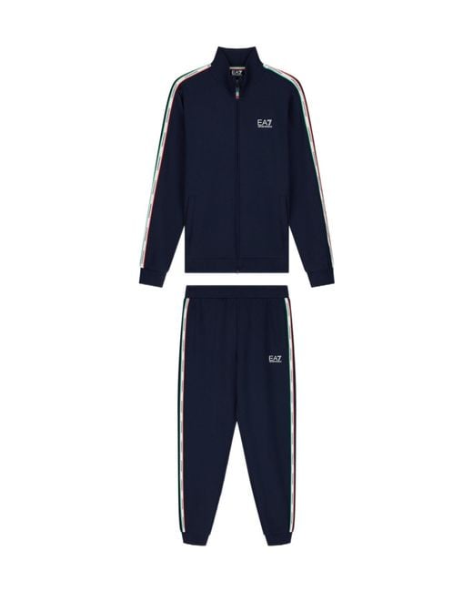 EA7 Blue Italian Spirit Cotton-Blend Tracksuit for men