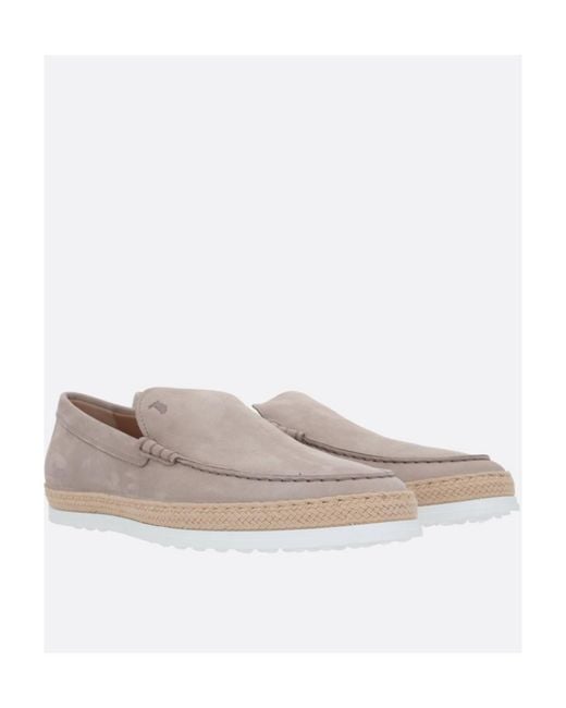 Tod's Gray Logo Embossed Slip-On Loafers for men