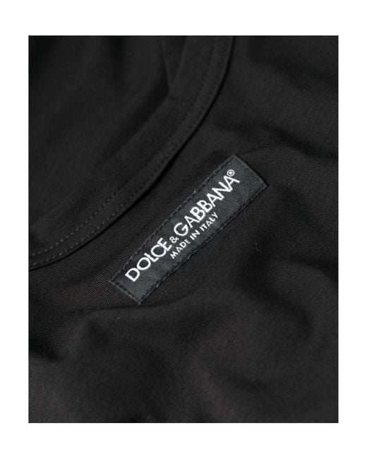 Dolce & Gabbana Black Logo-Patch Tank Top for men