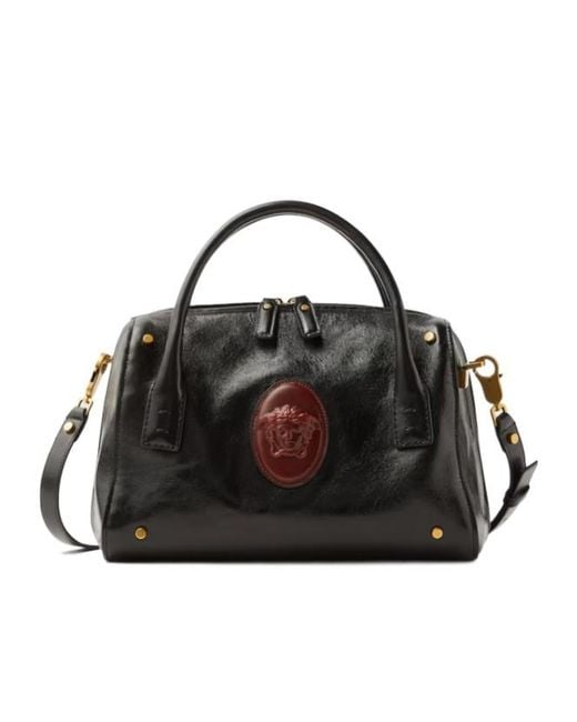 Versace Black Romy Logo Patch Tote Bag