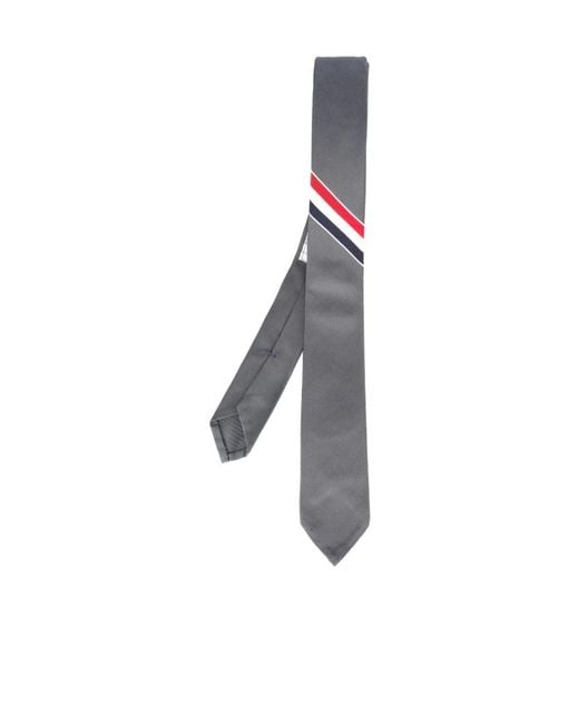 Thom Browne White Rwb Stripe Tie for men