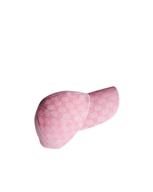Gucci Pink Embroidered Gg Canvas Baseball Hat