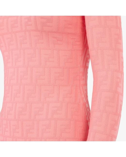 Fendi Pink Ff Motif Long-Sleeved Dress