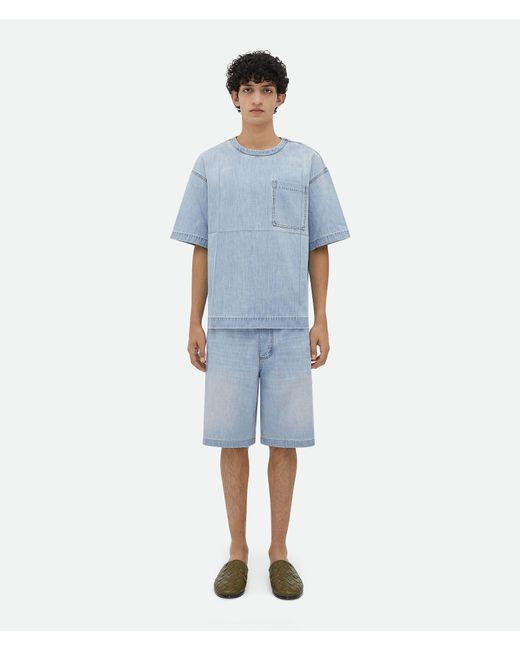 Bottega Veneta Blue Light Bleached Denim T-Shirt for men