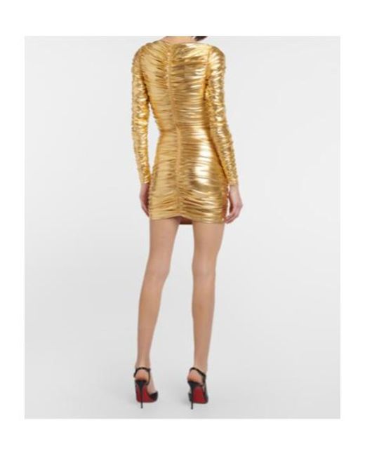 Alex Perry Yellow Paxton Metallic Ruched Minidress