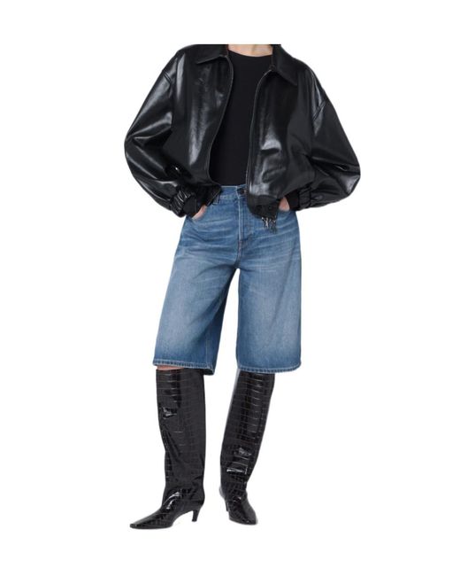 Haikure Black Long Denim Bermuda Shorts
