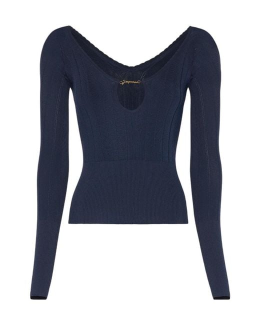 Jacquemus Blue Pralu Ribbed Top