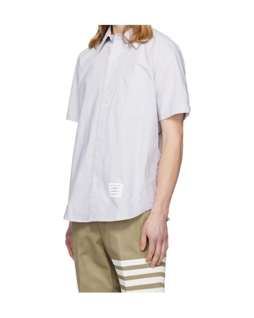 Thom Browne White Short-Sleeve Pocket Shirt for men