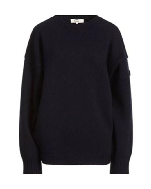 Chloé Blue Knitted Long-Sleeved And Round-Neck