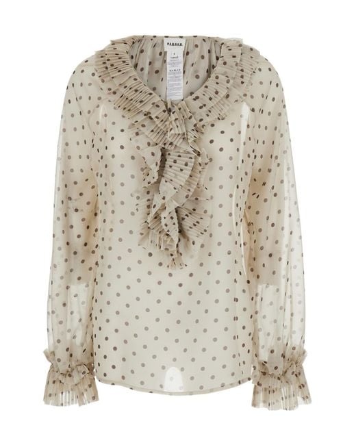 P.A.R.O.S.H. Natural Pallina Ruffled Polka-Dot Top