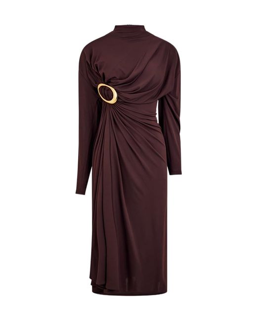 Bottega Veneta Purple Pleated Long-Sleeved Dress