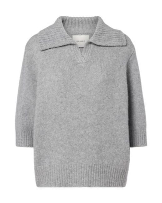Lisa Yang Gray Lailai Cashmere And Silk Polo Sweater