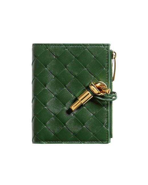 Bottega Veneta Green Andiamo Small Bi-Fold Wallet