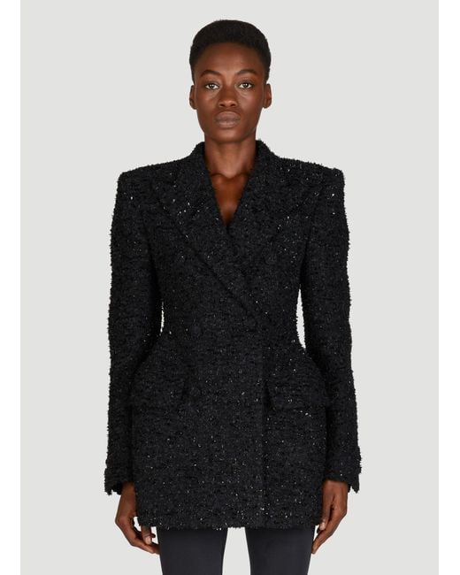Balenciaga Black Tweed Button-Up Jacket