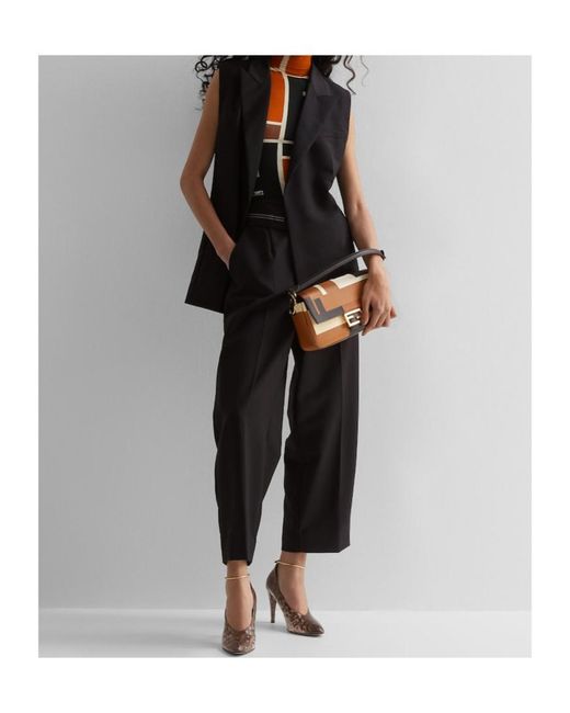 Fendi Black Peak Lapels Sleeveless Tailored Vest