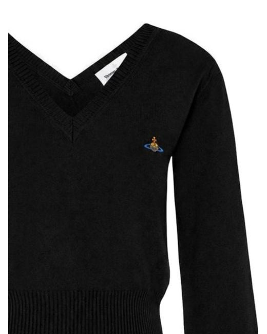 Vivienne Westwood Black Beatrice V-Neck Knitted Sweater