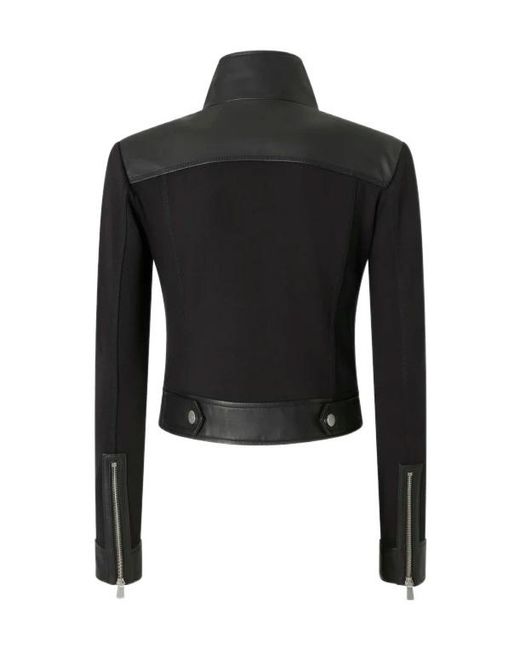 Pinko Black Dual-Fabric Biker Jacket