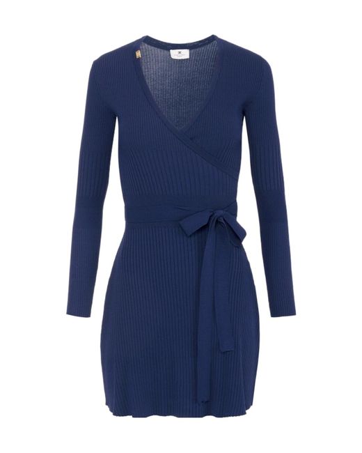 Elisabetta Franchi Blue Wrap Knit Dress