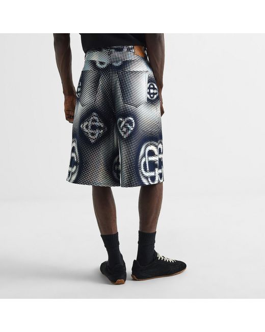 Casablanca Blue Pearlescent Monogram Shorts for men