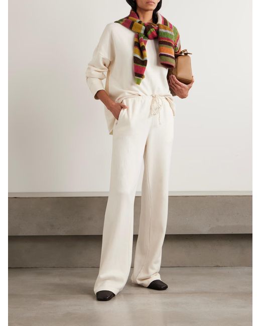 The Elder Statesman White Cashmere Blend Wide-Leg Sweatpants