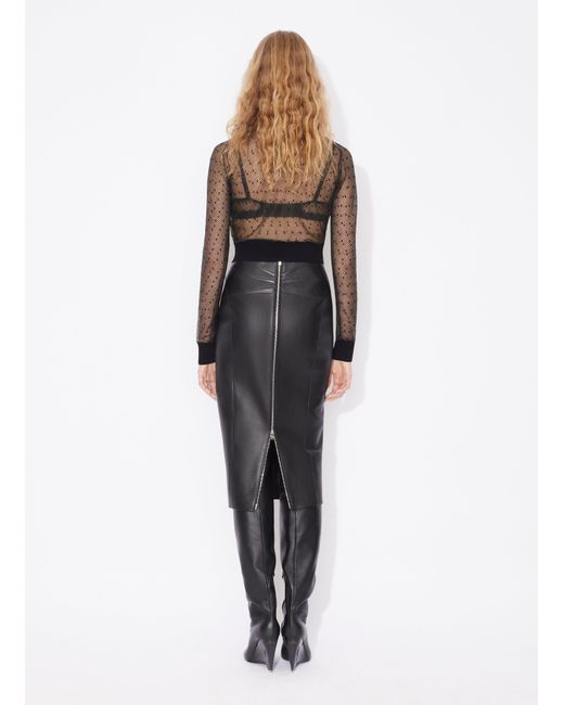 Alaïa Black Leather Midi Skirt