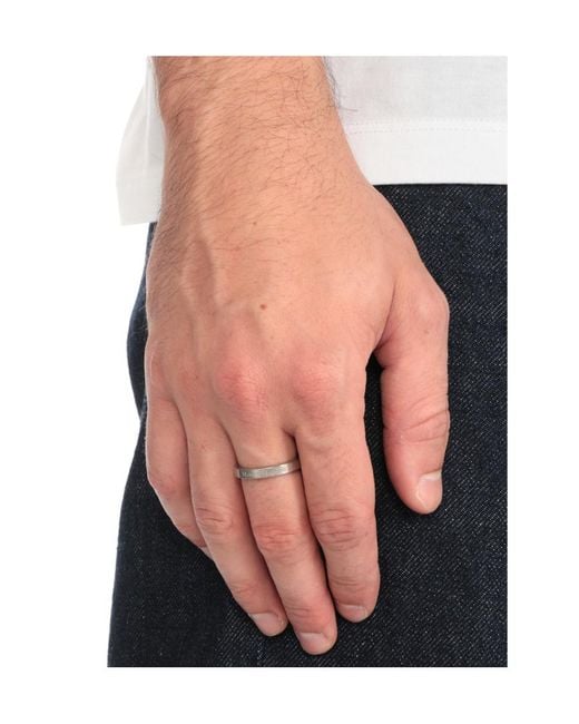 Maison Margiela White Logo Engraved Ring for men
