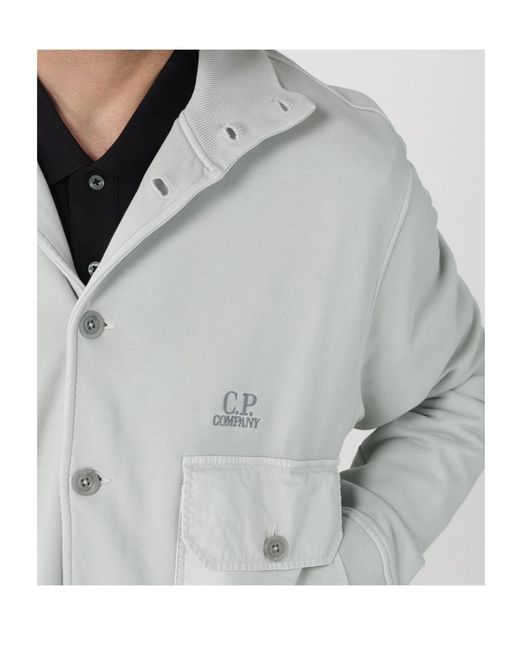 C P Company Gray High Neck Diagonal Fleece Sweatshirt for men