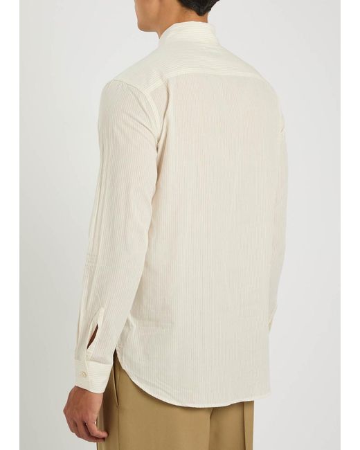 Saint Laurent White Pinstriped Cotton Shirt for men
