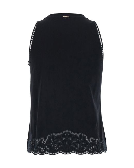 Twinset Black Inlaid Embroidered Top