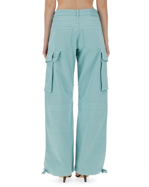 Moschino Blue Multi-Pocket Button Casual Pants
