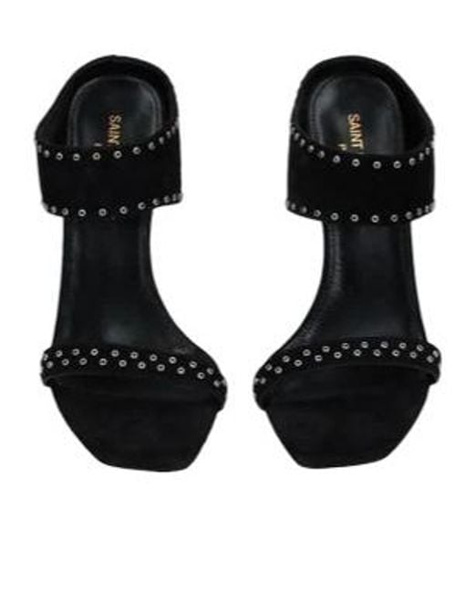 Saint Laurent Black Solid Color Square-Toe High Heels
