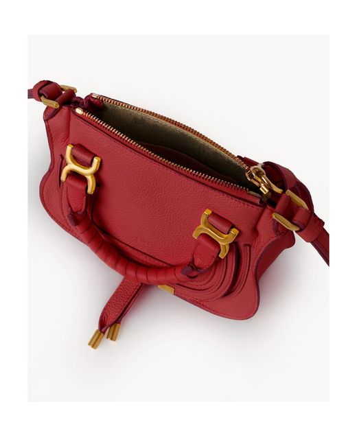 Chloé Red Debossed-Logo Leather Shoulder Bag