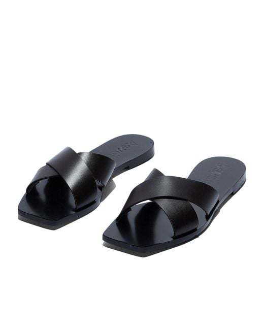 Aeyde Black Minimalist Flat Sandals