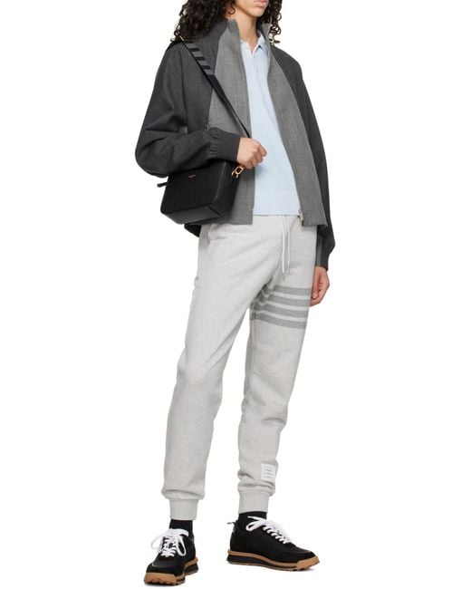 Thom Browne Black Bar Striped Drawstring Pants for men