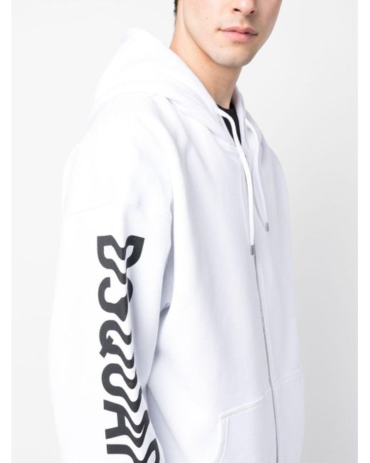 DSquared² White Logo Print Zip-Up Hoodie for men